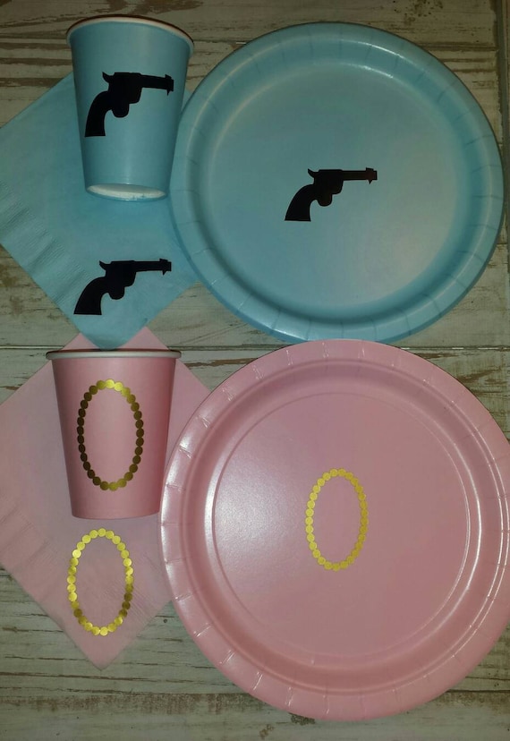 Pistols or pearls gender reveal plates, cups, or napkins, gender reveal party, pistol gender reveal, pearl gender reveal, boy or girl plates