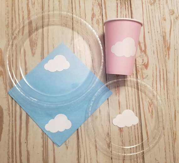 Cloud gender reveal plates, cups and napkins, cloud baby shower, twinkle twinkle baby shower, cloud cups, cloud plates, cloud napkins, boy