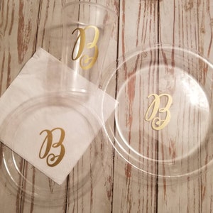 Monogrammed plates, cups and napkins, wedding shower plates and cups, personalized  plates, cups, wedding plates, wedding reception plates