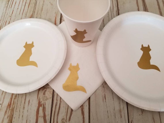 Fox plates, cups, napkins, woodland plates, cups, napkins, woodland baby shower, woodland first birthday, little fox party, fox baby shower