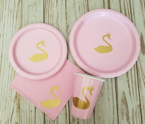 Swan plates, cups, napkins, swan baby shower, swan first birthday, swan birthday plates, cups, napkins, princess swan plates, cups, napkins