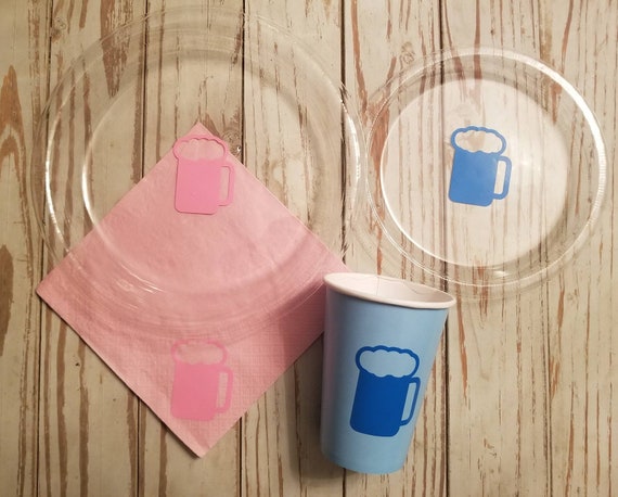 A baby is brewing gender reveal plates, cups and napkins, baby is brewing baby shower, bachelor party plates, cups, bachelorette party plate