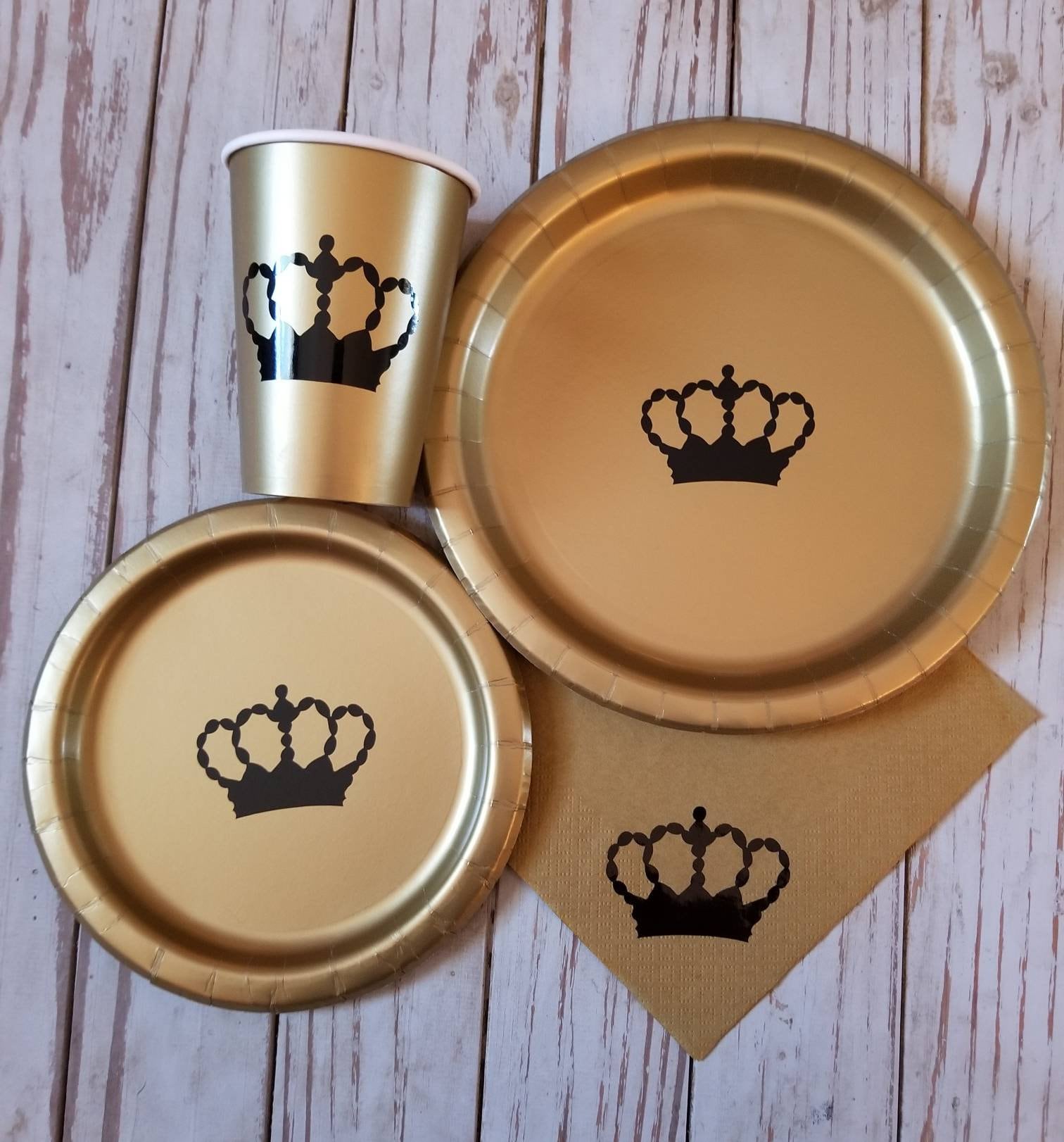 Royal Crown Black and Gold Party Plates Cups and Napkins Etsy