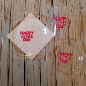 Happy Adoption Day plates, cups and napkins, adoption party plates, cups and napkins,  adoption celebration, adoption party, adoption
