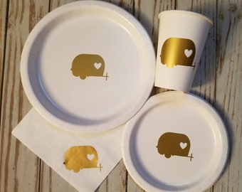 Assiettes de camping, tasses, serviettes, fête de camping, tasses de fête glamping, assiettes, serviettes, fête d’anniversaire de camping, tasses de glamping, assiettes de glamping