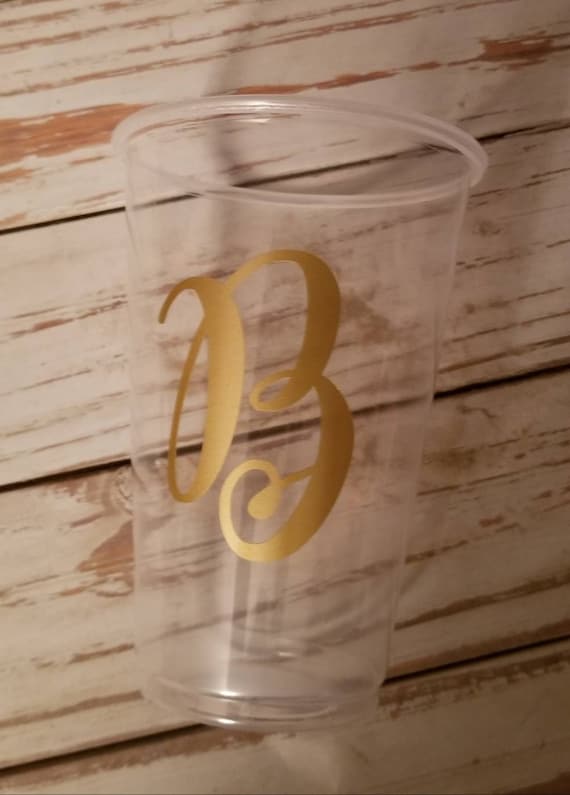 Monogrammed cups, monogrammed wedding cups, personalized bridal shower cups, wedding reception cups, baby shower cups, baby shower cups,