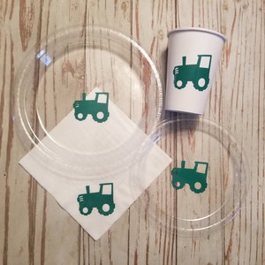 Tractor plates, cups, napkins,  farm birthday party plates, napkins, farm birthday plates, cups, tractor birthday party, tractor baby shower