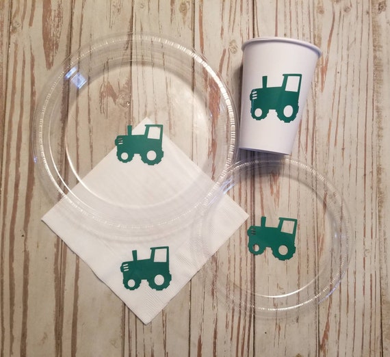 Tractor plates, cups, napkins,  farm birthday party plates, napkins, farm birthday plates, cups, tractor birthday party, tractor baby shower