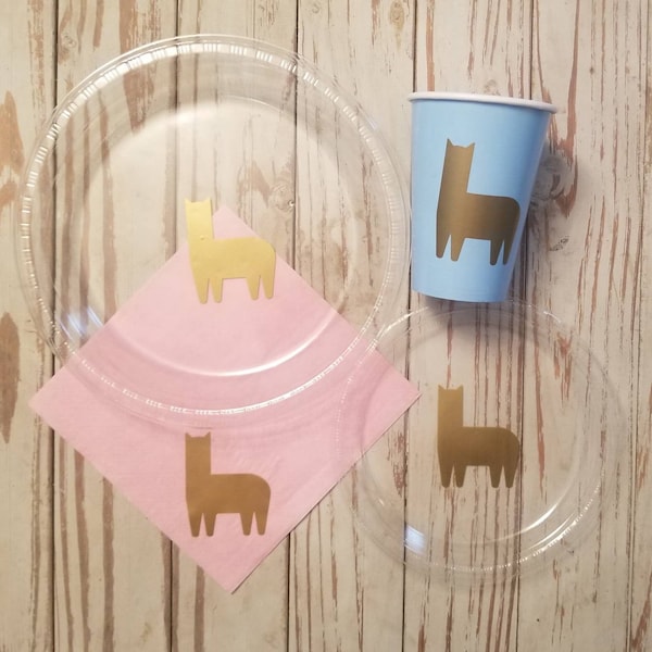 Llama plates, cups, napkins, llama gender reveal party, llama baby shower, llama birthday party, gender reveal party, alpaca baby shower