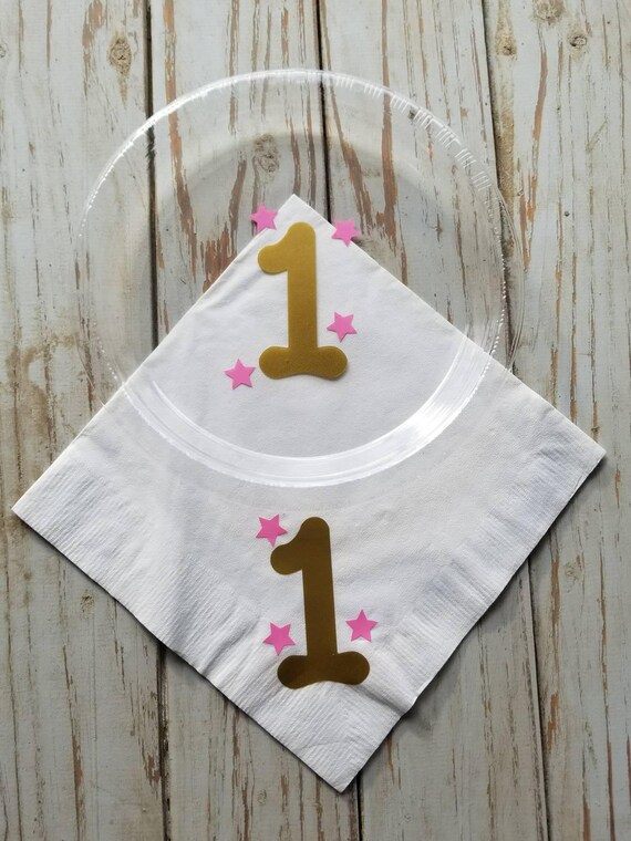 Twinkle twinkle little star first birthday plates, cups and napkins, star party, First birthday party plates, pink and gold party, princess