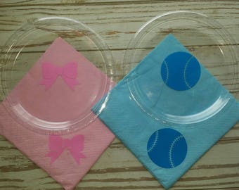 Baseball or bows gender reveal plates, cups and napkins, baseball or bows baby shower, baseball baby shower, bow baby shower, gender reveal