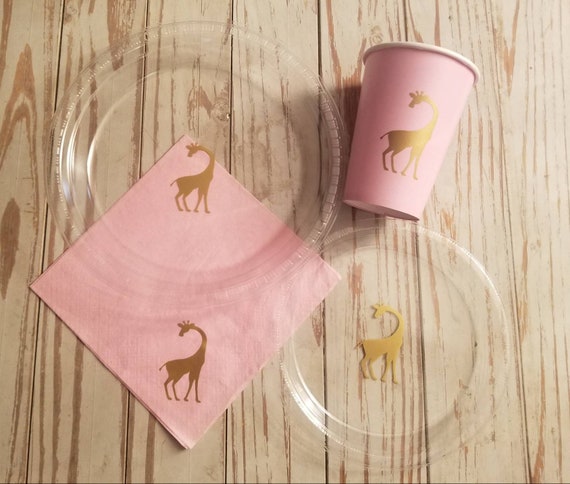 Giraffe plates, cups and napkins, giraffe baby shower, giraffe birthday party, safari party, zoo party, zoo baby shower, safari baby shower