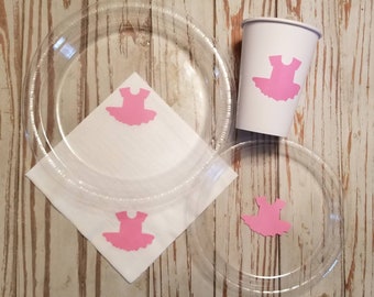 Ballerina party plates, cups,  napkins, ballet party, ballet first birthday, ballerina first birthday, ballerina baby shower, tutu plates