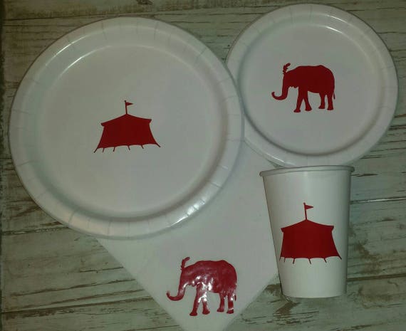 Circus party plates, cups, napkins, circus birthday plates, cups, napkins, circus birthday, circus party, elephant plates, carnival plates