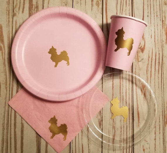 Chihuahua plates, cups, and napkins, dog party plates, dog birthday, dog baby shower, dog party supplies, chihuahua party