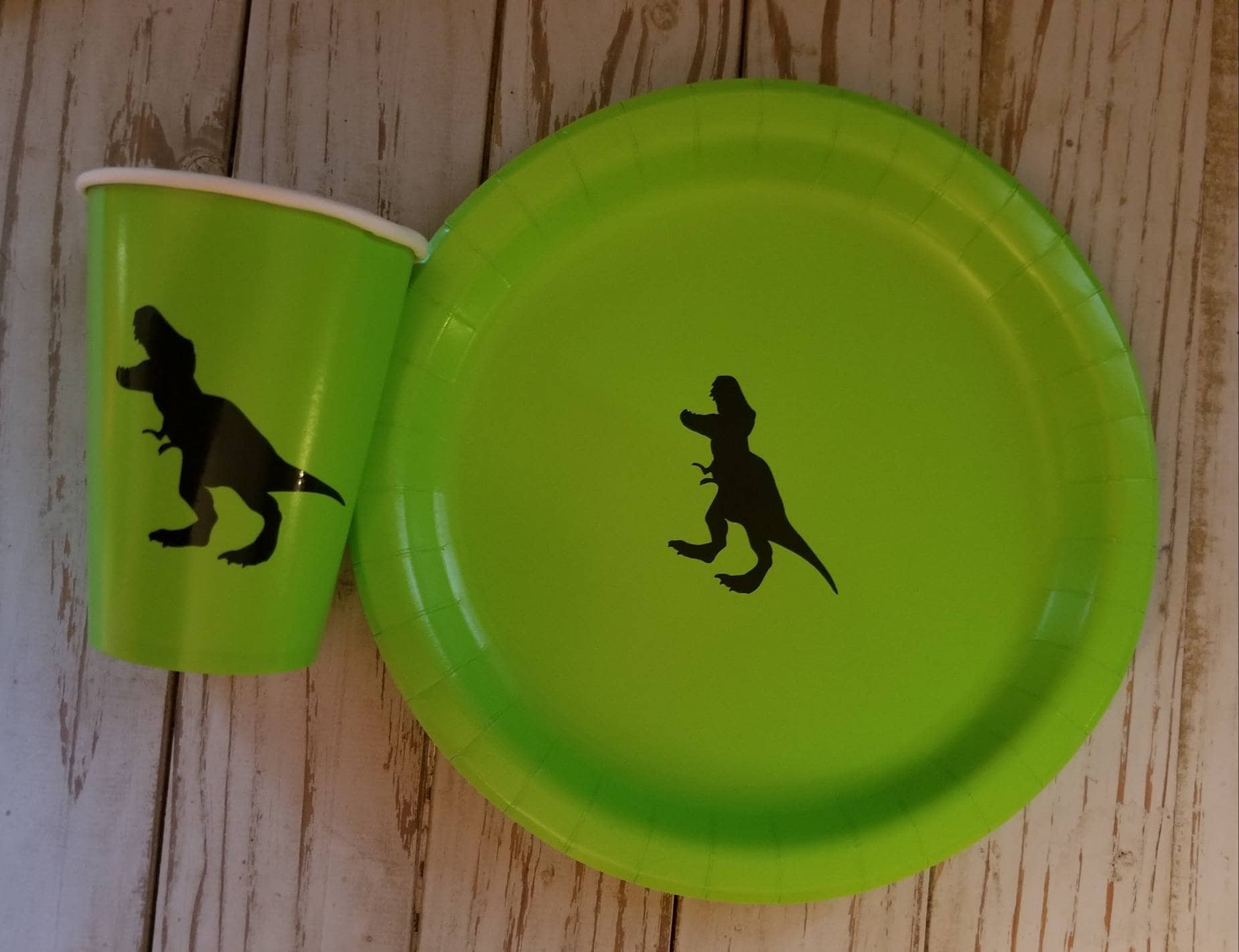 Dinosaur plates, cups and napkins, TRex plates, cups, dinosaur