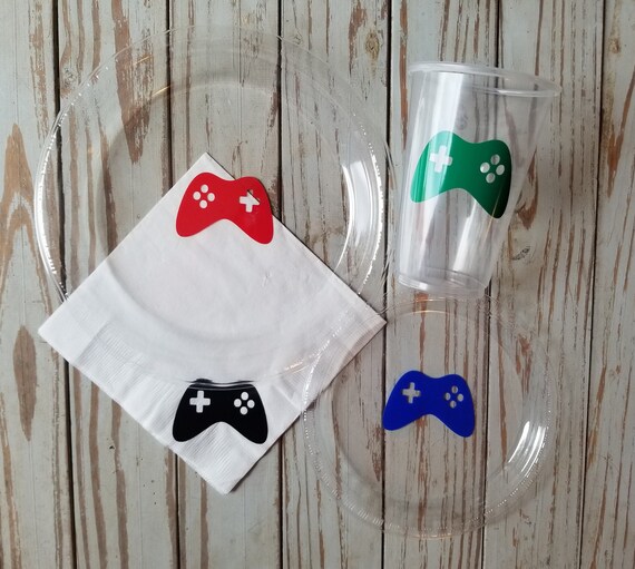 Video game plates, cups and napkins, video game birthday party, gamer party supplies, gamer birthday, boys birthday party, video game party