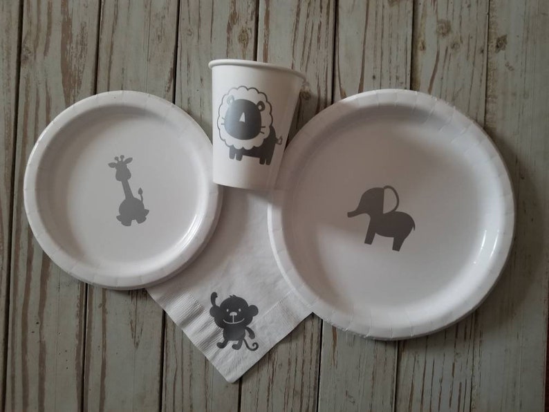 Safari Party Plates Cups Napkins Elephant Baby Shower Etsy