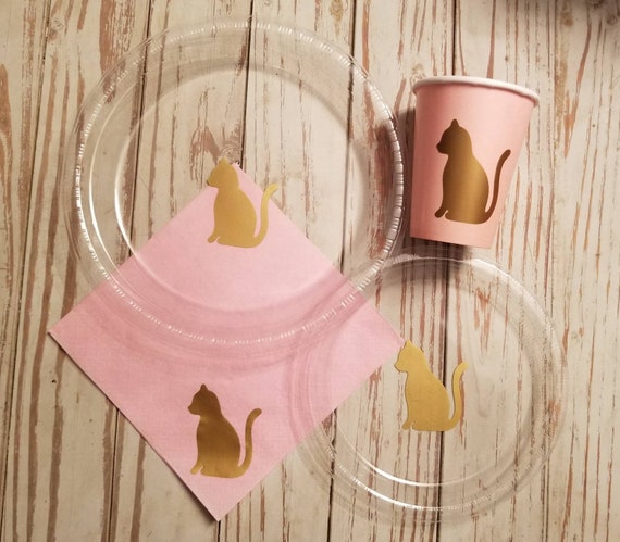 Cat party plates, cups and napkins, cat birthday party, kitten party plates, cups and napkins, animal baby shower, kitten birthday party,