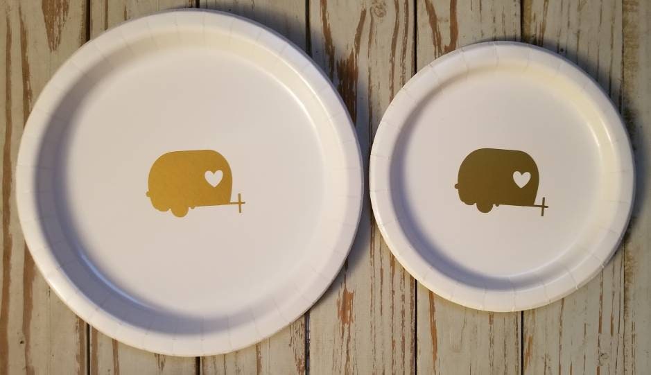Camping plates, cups, napkins, camping party, glamping party cups