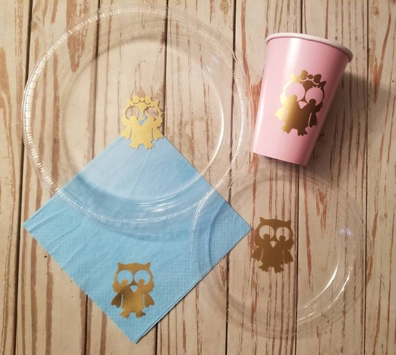 Owl birthday party plates, cups and napkins, owl baby shower plates, cups and napkins, owl gender reveal party cups and napkins, fall party