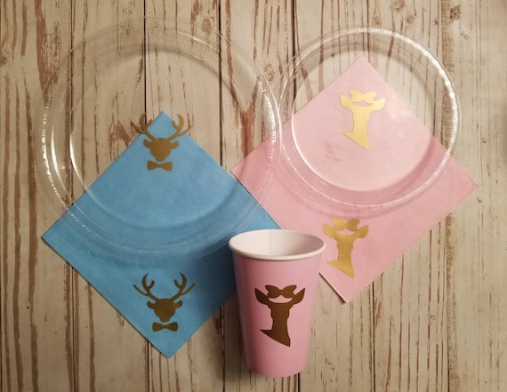 Buck or Doe gender reveal plates, cups, napkins, buck or doe gender reveal party, boy or girl, baby reveal, buck or doe, boy or girl cups,