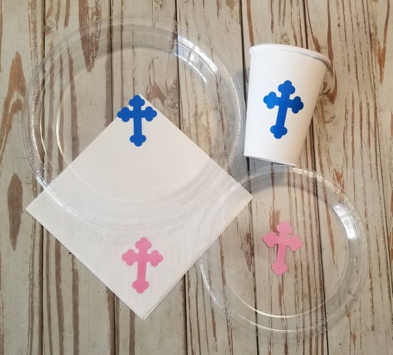 Baptism or Christening celebration plates, cups and napkins, baby shower plates, first communion party supplies, Easter plates, cups, napkin