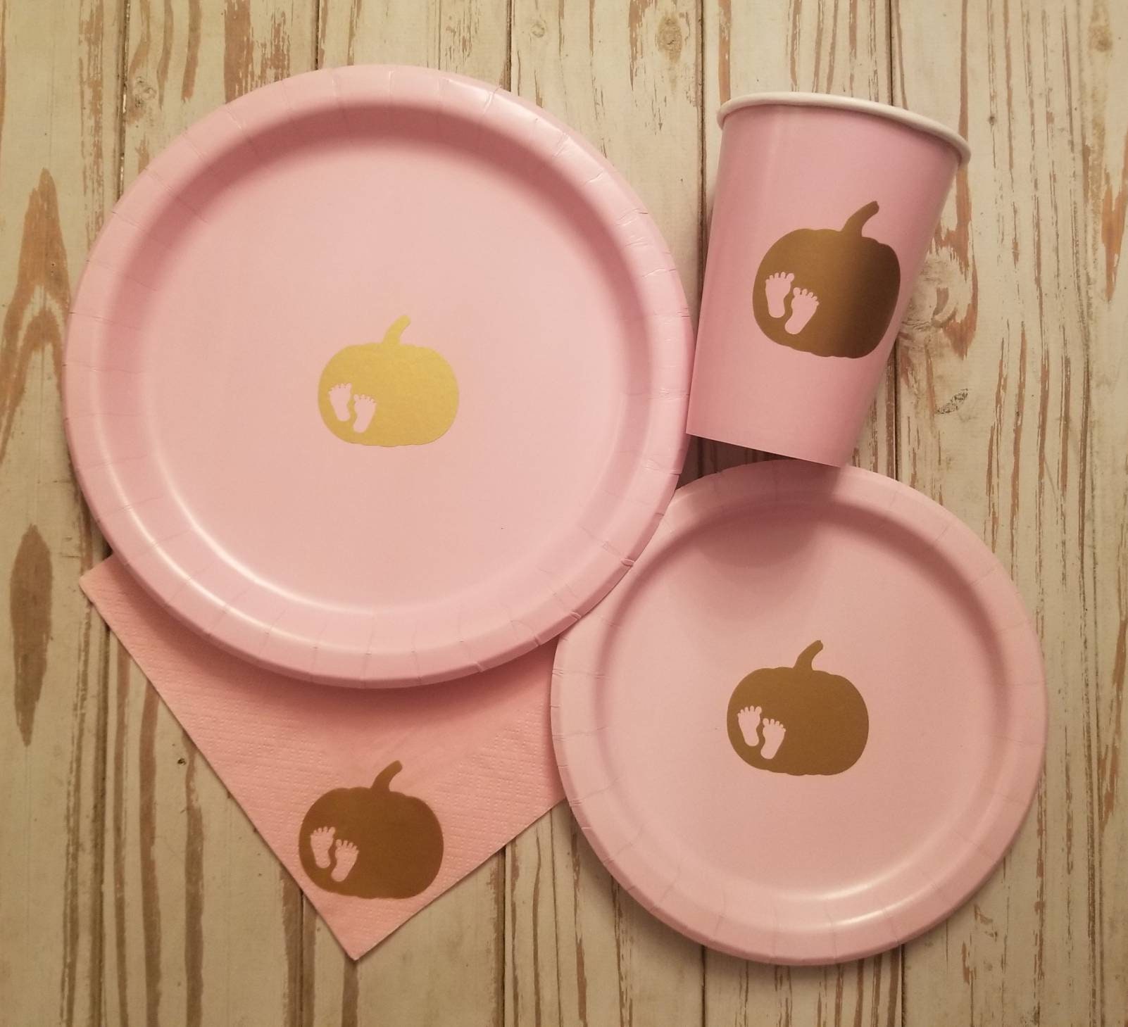 Pumpkin baby shower plates, cups and napkins, pumpkin party, pumpkin