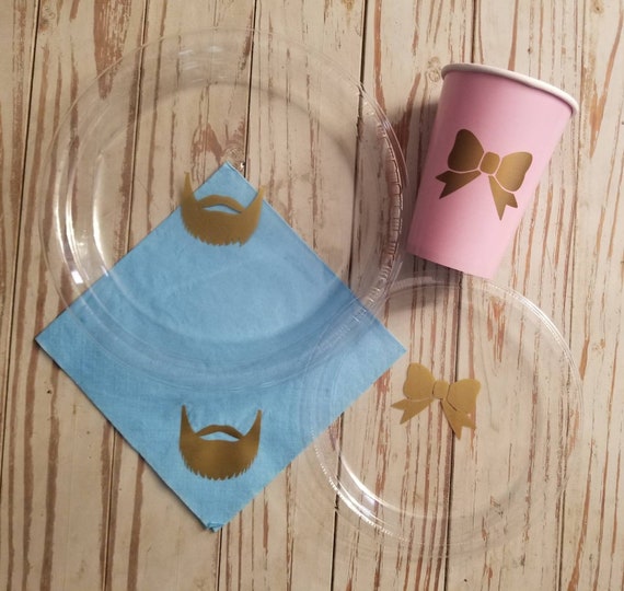 Beards or bows gender reveal plates, cups and napkins, gender reveal party, team boy, team girl,  beard cups, gender reveal plates, cups,