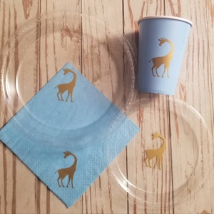 Giraffe party plates, cups and napkins, giraffe baby shower, giraffe birthday, safari baby shower, zoo party, first birthday plates, safari
