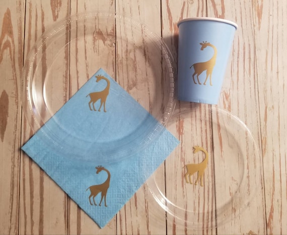 Giraffe party plates, cups and napkins, giraffe baby shower, giraffe birthday, safari baby shower, zoo party, first birthday plates, safari