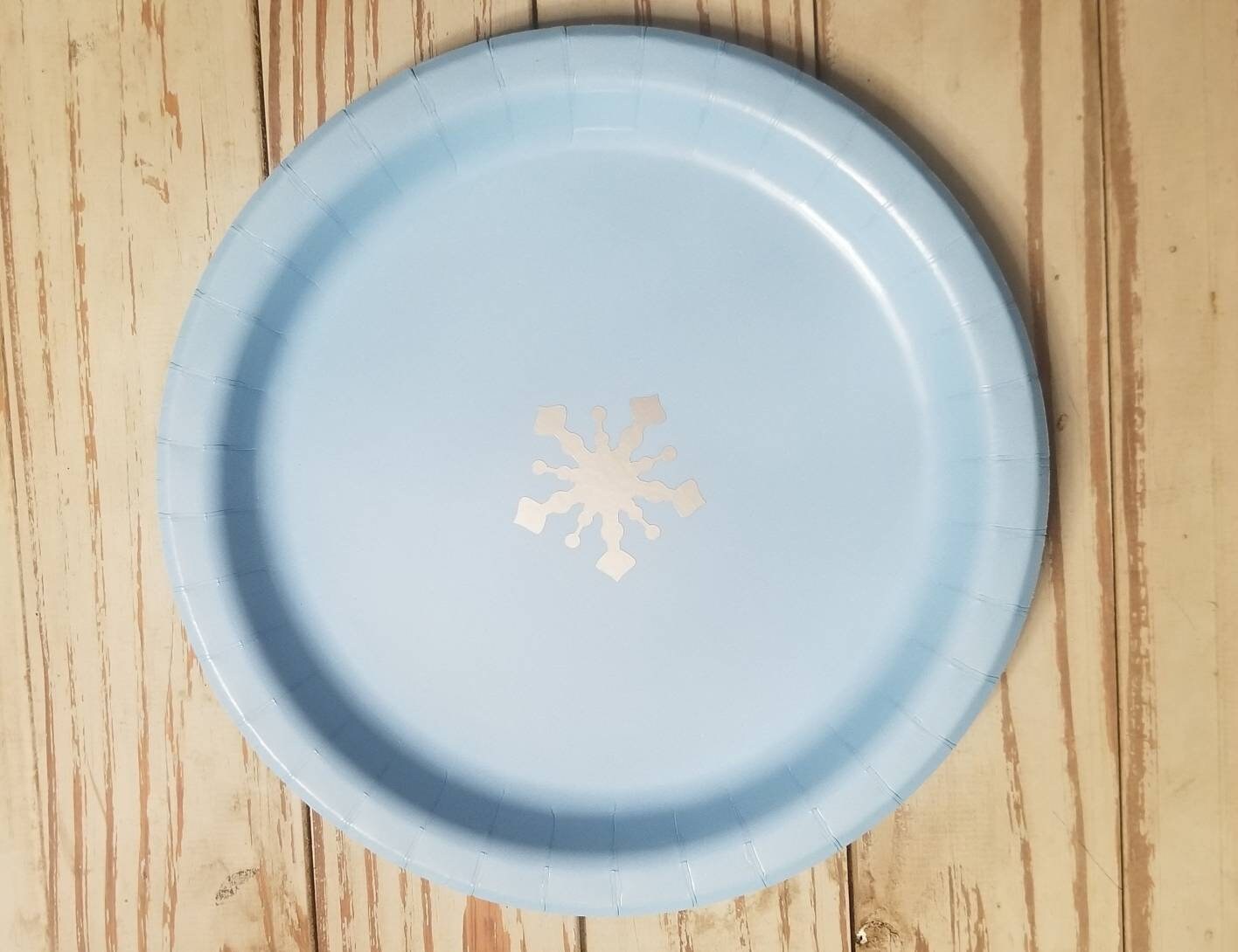 Blue and silver snowflake plates, cups and napkins, winter wonderland