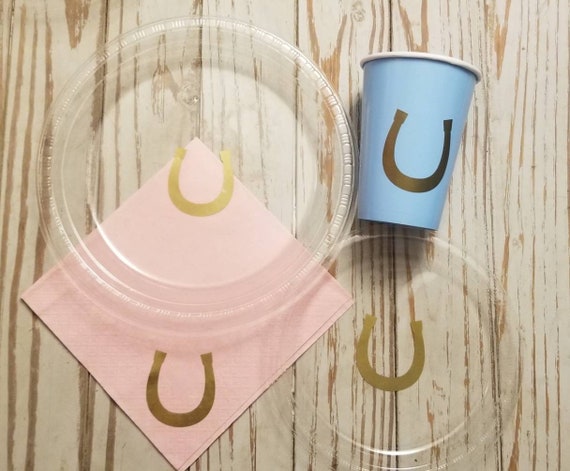 Cowboy or cowgirl gender reveal plates, cups and napkins,  gender reveal party, cowboy or cowgirl baby shower or gender reveal party,