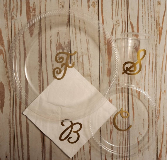Monogrammed plates, monogrammed cups, monogrammed napkins,  wedding shower party supplies, bridal shower party supplies, reception plates