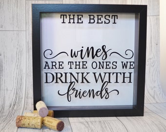 Wine Lovers Gift - Wine Cork Holder - Box Frame - Shadow Box Frame - Wine Cork Shadow Box - Wine Cork Drop Box, Gifts for Friends