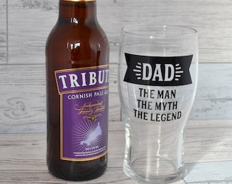 Fathers Day Gift, Pint Glass, Dad Gift, Best Dad, Beer Glass, Beer Lover, Beer Gift, Personalized, Best Dad, Greatest Dad, The Man The Myth