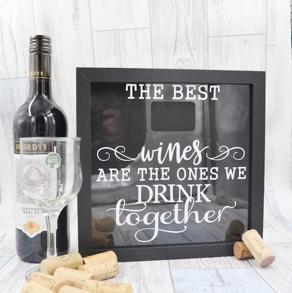 Wine Cork Shadow Box 3D Wine Cork Holder With Quote Champagne