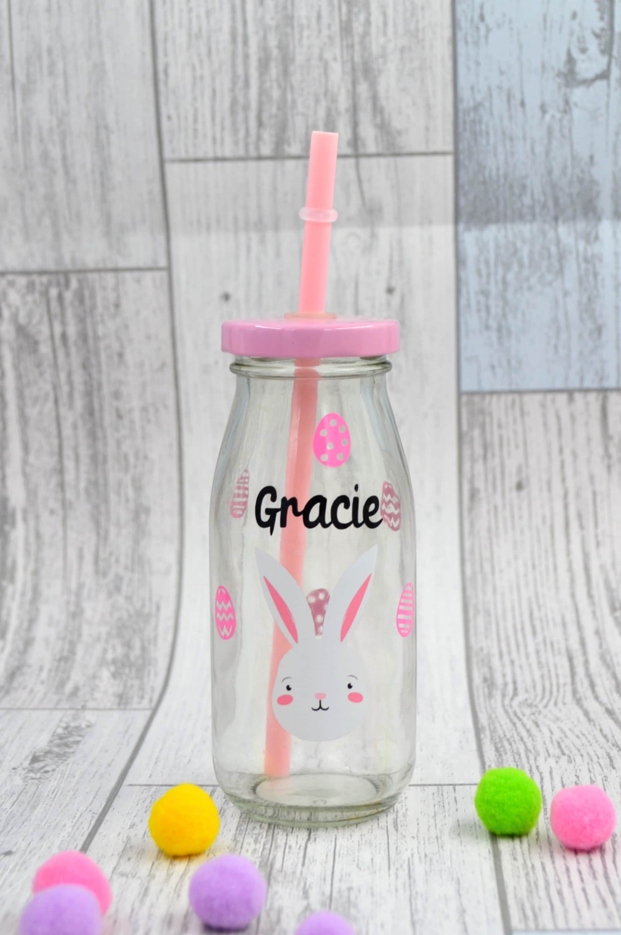 Personalised Easter Milk bottle, Persoanlised Easter gift, Easter Childrens Drinks bottle Easter Water bottle, Easter Gift, Easter Drinkware