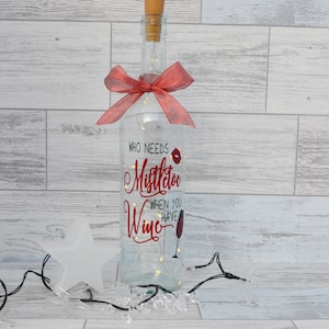 Christmas Wine Bottle Light, Christmas Decor Wine Bottle, Wine Bottle with Lights, Lighted Wine Bottle, Fairy Lights, Christmas Light