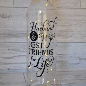 Wine Bottle Light, Decorative Wine Bottle, Wedding Gift, Anniversary Gift, Lighted Wine Bottle, Fairy Lights, Husband & Wife, New Home, image 5