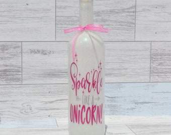 Enchanted Unicorn Glitter Wine Bottle - Sparkle Like a Unicorn Home Decor - Glitter Unicorn - Enchanted - Whimsical