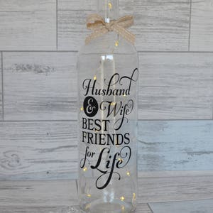 Wine Bottle Light, Decorative Wine Bottle, Wedding Gift, Anniversary Gift, Lighted Wine Bottle, Fairy Lights, Husband & Wife, New Home, image 1