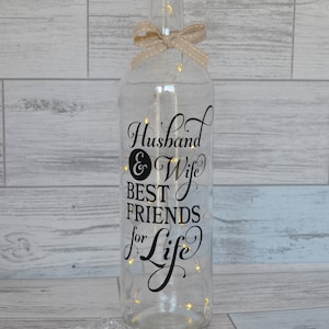 Wine Bottle Light, Decorative Wine Bottle, Wedding Gift, Anniversary Gift, Lighted Wine Bottle, Fairy Lights, Husband & Wife, New Home,