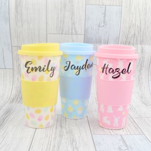 Tazza da viaggio pasquale personalizzata - Regalo di Pasqua - Tazza da caffè pasquale - Caffè in movimento