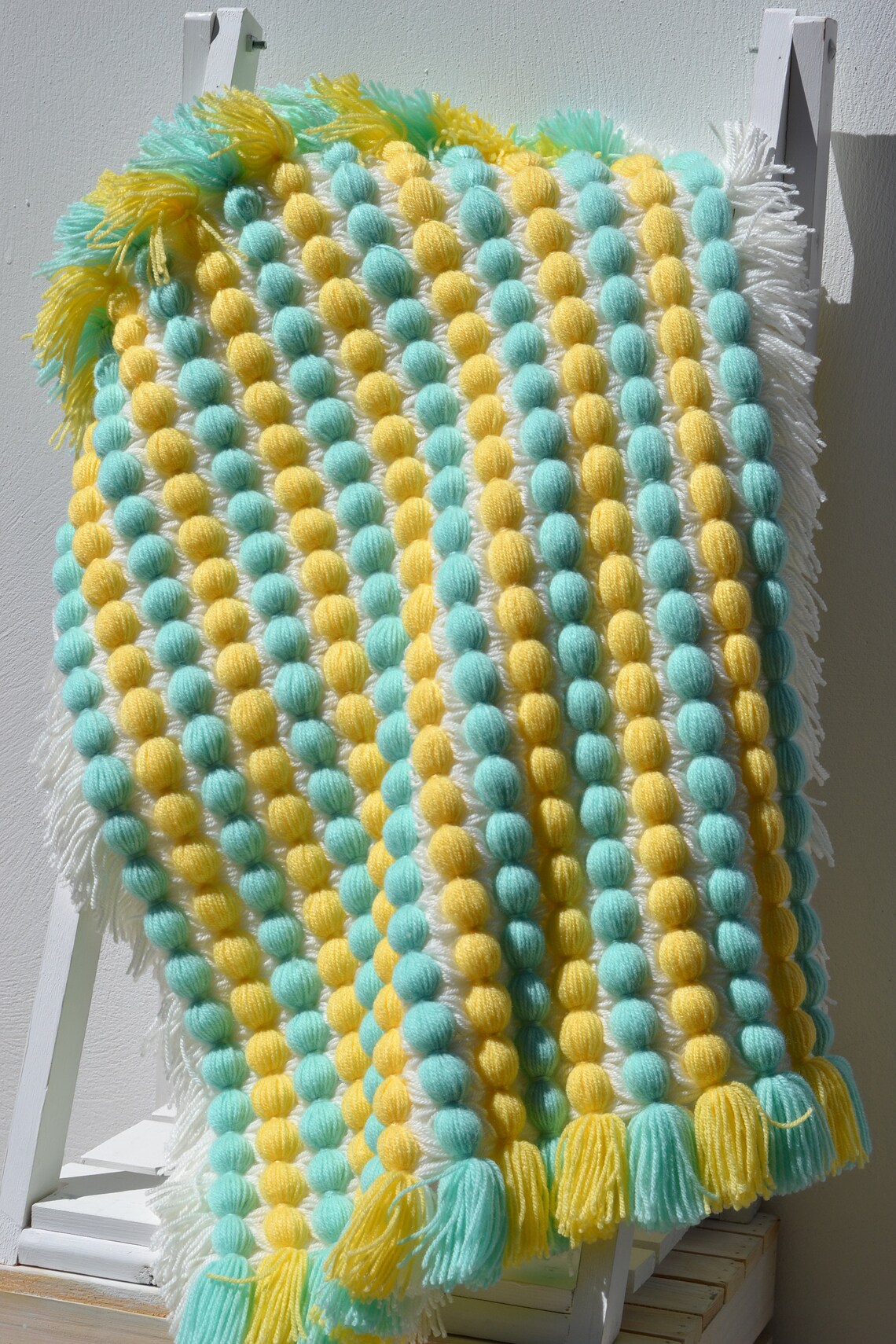 Baby Blanket Pom Pom Blanket Popcorn Gender Neutral New Etsy UK