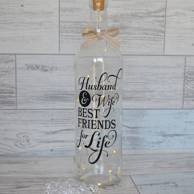 Wine Bottle Light, Decorative Wine Bottle, Wedding Gift, Anniversary Gift, Lighted Wine Bottle, Fairy Lights, Husband & Wife, New Home, image 2