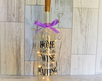 Wine Lovers Gift, Wine Bottle Light, Decorative Wine Bottle, Wine Bottle with Lights, Lighted Wine Bottle, New Home, House Warming