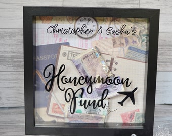 Personalisierte Flitterwochen-Fondsbox: Verlobungsgeschenk, Reisethema