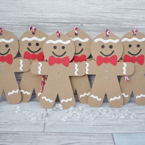 Etiquettes pour cadeaux de Noël, Etiquettes pour cadeaux en pain d'épice, Pain d'épice, Bonhomme en pain d'épice, Étiquettes des fêtes, Emballage de Noël, Étiquettes pour cadeaux, Décorations de Noël