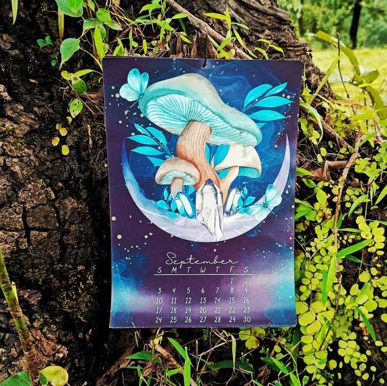 Mushroom Monthly Wall Art Calendar 2023 Cottagecore New Year Etsy India